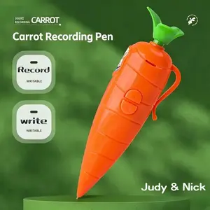 Carrot Recorder Pen Electronic Voice Toy, Carrot Shape Mini Recorder Writable Ballpoint Pen, Fun Speech Recording Pen Two-In-One Neutral Pen Stationery