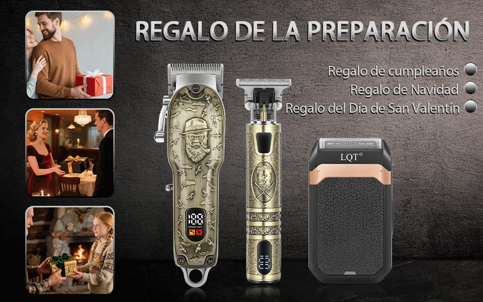 LQT All-In-One Antique Bronze Men's Hair Cutting Kit, Cordless Rechargeable Hair Clipper & Detail Trimmer with LCD Screen, Complete Home Barber Set with Travel Bag & Full Accessories, Save Money on Barbers for DIY Haircuts & Travel