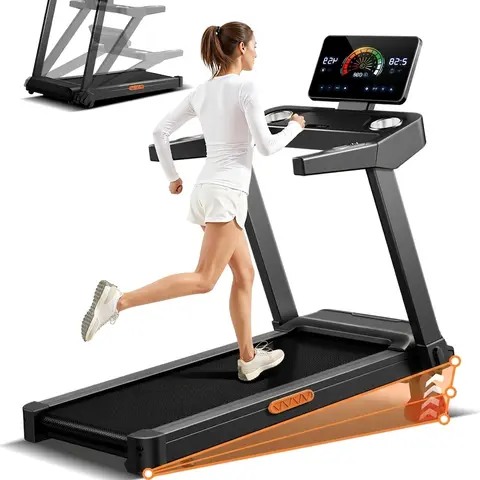 UMAY 20% Incline Treadmills for Home, Foldable Treadmill with Handles, 3.5HP Quiet Brushless Motor, 400LB Capacity & 8.7MPH Max Speed & Intuitive Large Touch Screen walking pad