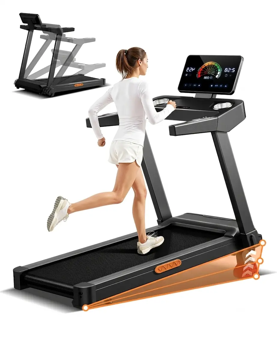 UMAY 20% Incline Treadmills for Home, Foldable Treadmill with Handles, 3.5HP Quiet Brushless Motor, 400LB Capacity & 8.7MPH Max Speed & Intuitive Large Touch Screen walking pad summerwins