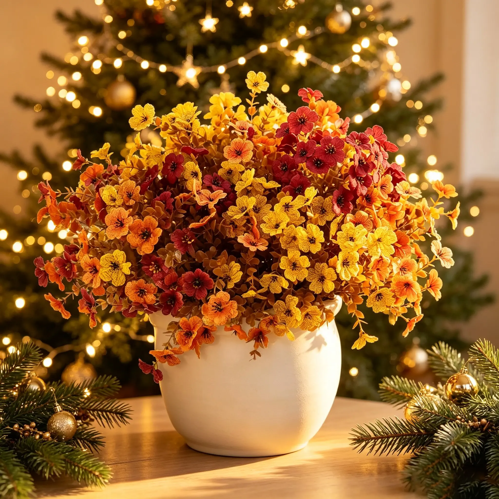 12 Packs Fall Artificial Flower Halloween, UV Resistant Colorful Fake Flower, Decorative Bouquet for Home Garden Party Wedding Decor, Artificial Flowers Bouquet