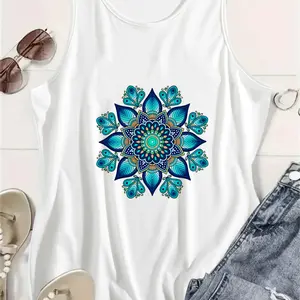 Peacock Mandala Tank Top Boho Spiritual Yoga Graphic Sleeveless Summer Top women women's