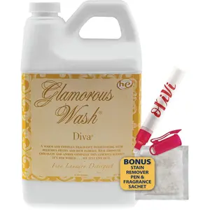 Tyler DIVA Glamorous Wash Laundry Detergent- 1/2 Gallon - With Olivi Stain Remover Pen - Fresh Scented Sachet - Laundry Detergent - For Washing Clothes, Linen, Lingerie, Expensive Fabric, Sheets
