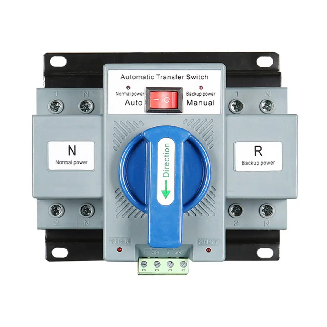 2P 63A AC230V 50/60Hz PC Plastic Terminal Type Automatic Transfer Switch, 1-Phase 1-Wire AC Supply Home Accessory for Power Grid, Auto Mode