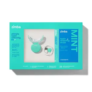 NEW Zimba Ultimate Whitening Kit | Cordless LED Accelerator Light, Whitening Strips, and Whitening Pen, Oral Care Teeth Whitening Accelerator Gel Mint