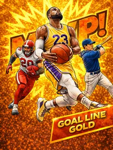 MVP Goal Line Gold Box - Versatile Sports Cards for Baseball Football & Basketball Fans - Repacked Graded & Ungraded Cards - Ideal for Collectors