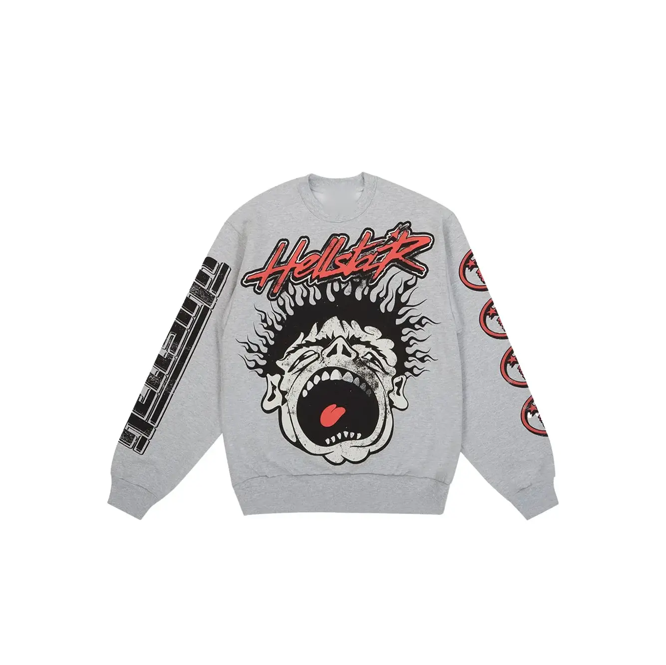 Hellstar Studios 'Records' Crewneck Sweatshirt Heather Grey Unisex Adult All-Over Print Sweatshirt Casual Size S - 5XL