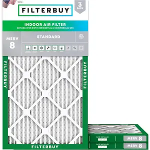 Filterbuy 12x30x1 Air Filter (3-Pack), Pleated MERV 8 Dust Defense HVAC AC Furnace Air Filters (Actual Size: 11.88 x 29.88 x 0.75 Inches)