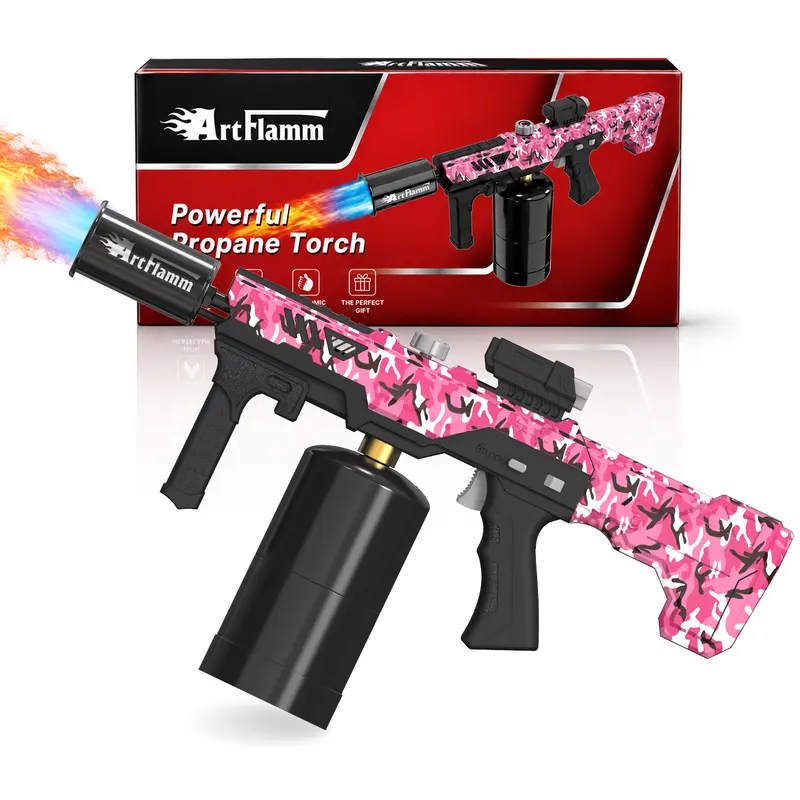 ARTFLAMM Propane Torch Gun with One-Touch Max Flame Boost, Adjustable Flame, Piezo Ignition, Safety Lock and Dual-Grip Handle for BBQ, Weed Burning, Snow Thawing, Propane & MAPP Gas, CSA Certified, Tank Not Included toolupgrade