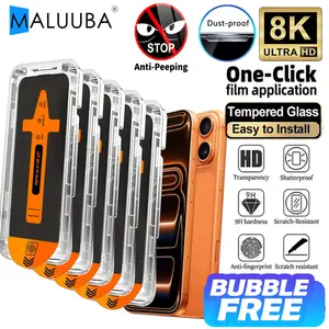 5pcs Full Cover Privacy Screen  Dust Proof Kit Protector for iPhone 16/15/14/13/12/11/16 Pro Max/15 Pro Max/Plus/Mini/X/XS/XR/XS Max, 9H Tempered Glass Film, Dynamic Island Compatible, Anti-Scratch, Anti-Fingerprint, Case Friendly, Glossy Screen Surface,