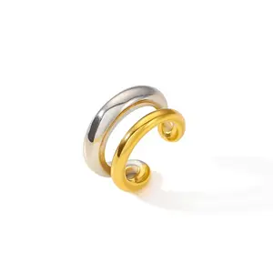 14K Gold Plated Silver and Gold Color Earcuff for Women - Stylish and Durable Ear Cuff Jewelry