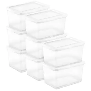 Sterilite 20 Qt Storage Box, Stackable Plastic Container, Home Organizer, 8 Pack Sterilite 20 Qt Storage Box, Stackable Plastic Container, Home Organizer, 8 Pack