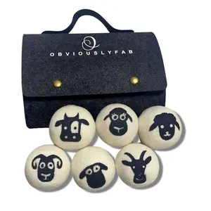ObviouslyFab White Quality Wool Dryer Balls - 6 XL Pack - 1000+ Loads - Pure Organic Wool - Reusable Natural Fabric Softener Perfect with Essential Oils, Reduce Clothing Static and Wrinkles