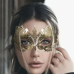 1pc Women's Makeup Dance Party Mask Metal Water Venice Halloween Christmas Easter Party Dance Party Mask Mardi Gras party supplies Princess Queen Makeup