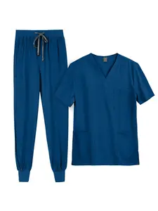 Men’s Lightweight Summer Scrub Set SPA Center Pet Hospital Uniform Doctor Nurse Workwear Tunic Pants