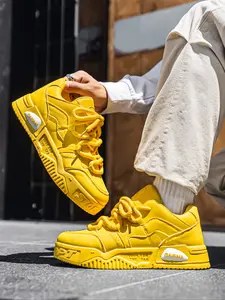 Men's Fashion Casual, Trendy Sneakers, Outdoor Sports Canvas Shoes, Small Leather Loafers, Lace-Up Anti-Slip Comfortable Daily Wear