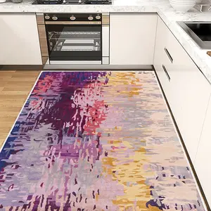 Crystal Velvet 1pc Abstract Landscape Large Kitchen Abstract Pattern Rug, Non-Slip Waterproof Durable Easy Clean, Ideal for Large Spaces