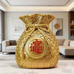 Prosperity Money Bag Decorative Ornament, New Oriental Fortune Bag Vase, Living Room TV Cabinet Desktop Wealth Craft, Luxurious Entrance Wealth Display, Feng Shui Ornaments