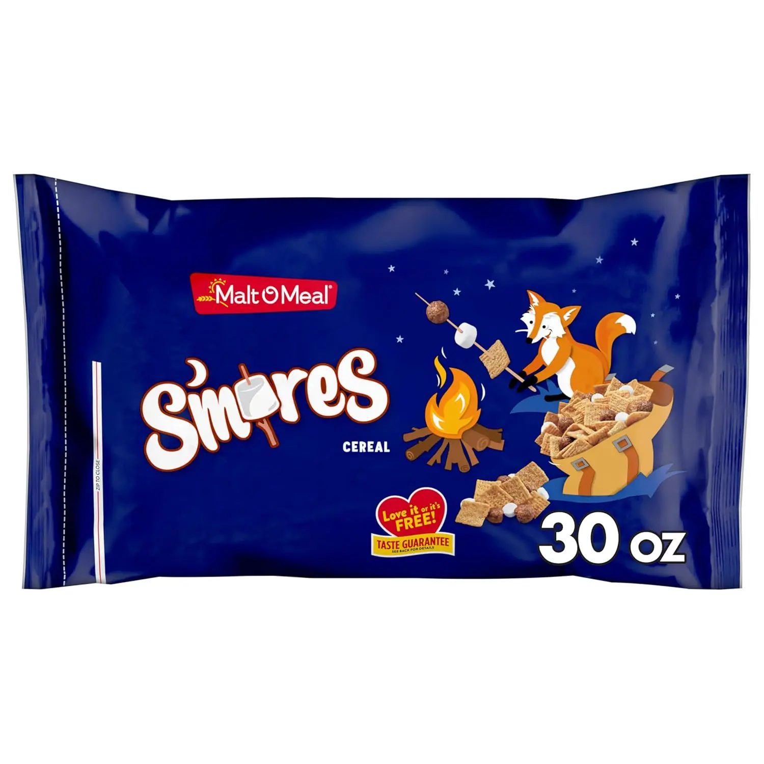 Malt-O-Meal S'mores Breakfast Cereal, Chocolatey Puffs and Marshmallow Bits, Large Cereal for Family, 30 OZ Resealable Bag