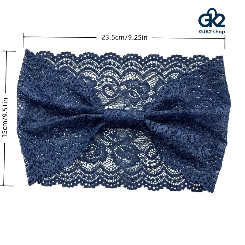 Vintage Lace Wide Headband, Hollow-out Scalloped Lace Hair Band with Bow, Multi-use Headscarf/Waist Wrap, Breathable Summer Accessory for Beach & Travel women