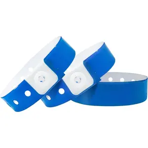500 Pack Waterproof Lightweight Blue Plastic Colored Identification Wristbands, Security Vinyl Wristbands for Events Party Concert Club Festival Entrance Admission