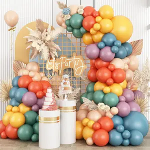 Boho Rainbow Balloon Arch Kit,Boho Balloon Garland With Colorful Retro Blue Nude Yellow Purple Orange Balloons For Sunshine Baby Shower Anniversary Party Decorations