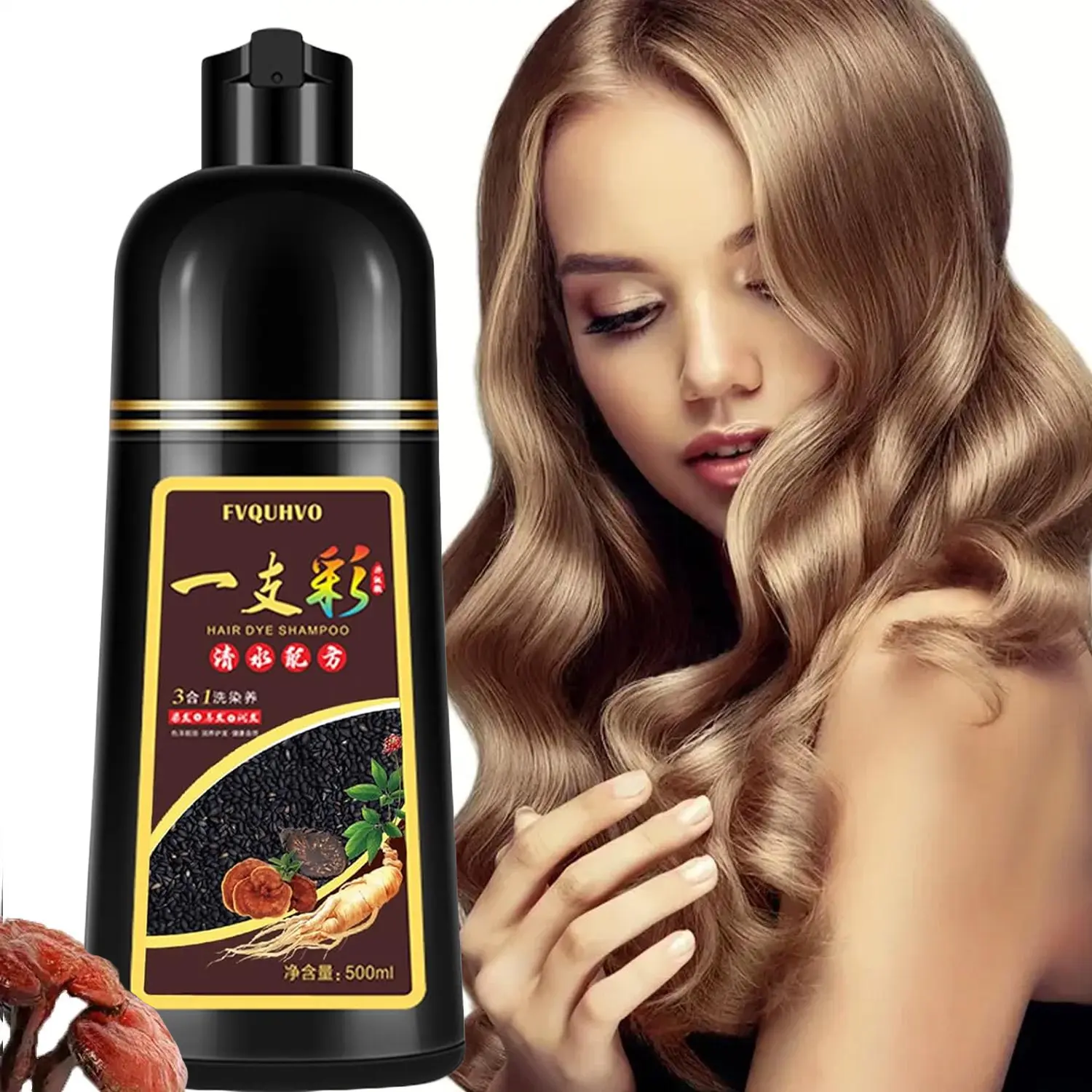 Instant Light Brown Hair Dye Shampoo 3 in 1, Natural Hair Color Shampoo for Women Men,Brown Colors in 10-15 mins, 100% Coverage Long Lasting,Paraben Free, Hypoallergenic 16.9 Fl Oz (Light brown)
