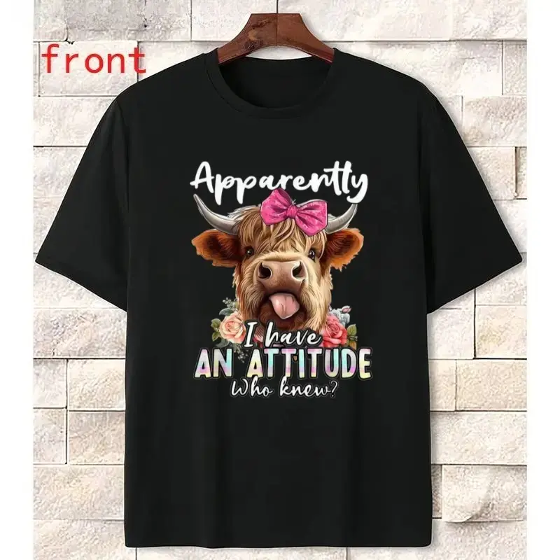 Sarcasm & Highland Cow T-Shirt – Apparently I Have Attitude