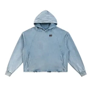 DĒF Vintage Washed Frayed-Hem Hoodie