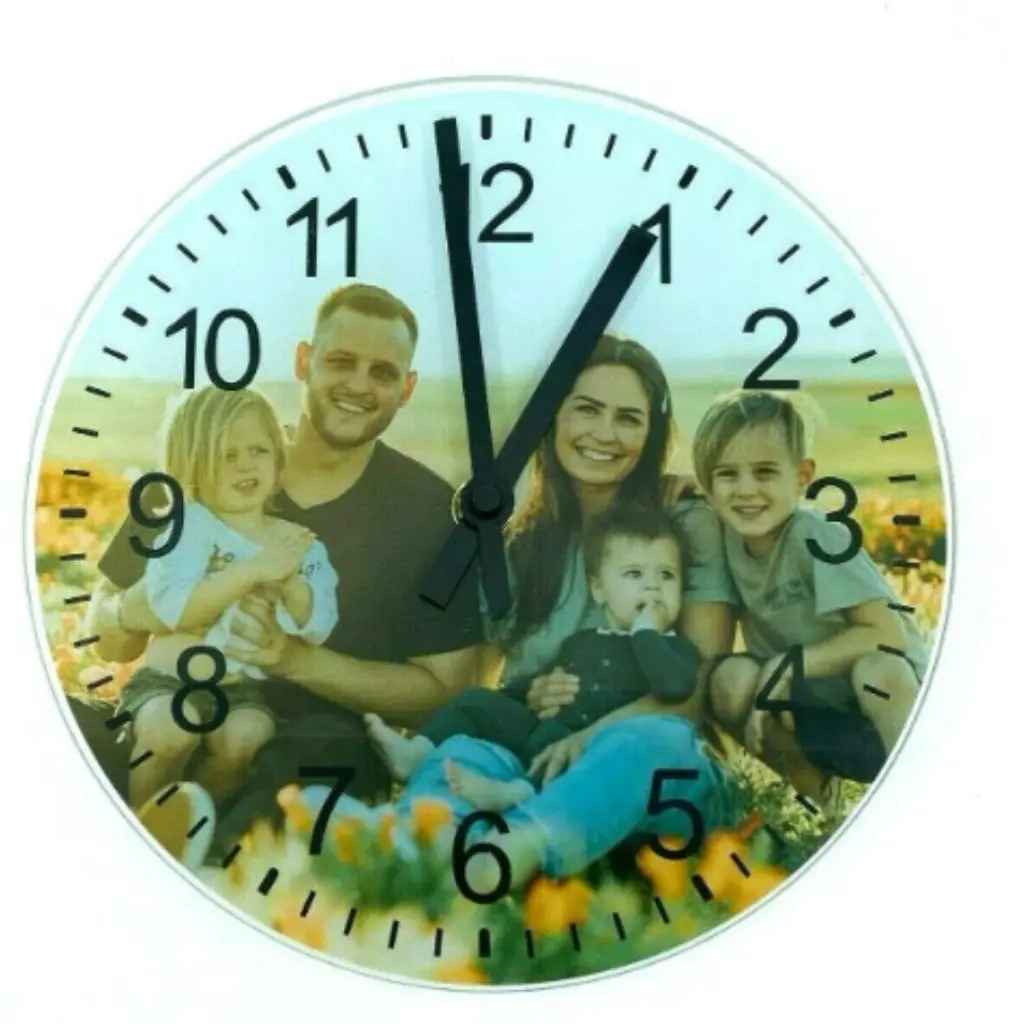 Custom Personalized UV Printed Wall Clock – Premium Acrylic 8" Round Battery Operated Quartz Movement Decorative Clock for Home, Office, Bedroom, or Gift