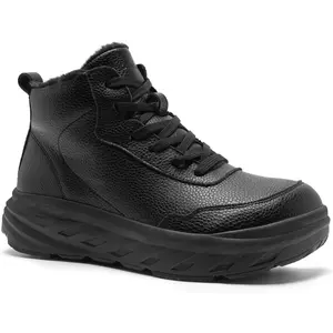Men's   Winter Boots: Wide  Box Dress Comfortable Arch Support Plantar Fasciitis Leather Oxfords Walking Shoes, Casual Warm Ankle Mid Boots for Foot and Neuropathy
