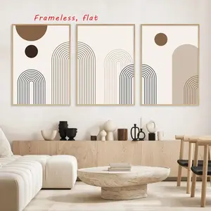 3-Piece Set, Scandinavian Abstract Art Wall Decor, Geometric Lines, Canvas Print Poster, Art Prints, Home Bedroom Living Room Decor Gift, High Definition, Waterproof, Art, Frameless