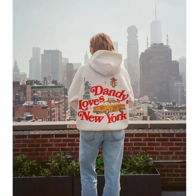 Dandy  Hoodie - New York Graphic Print Hoodie - Women Streetwear