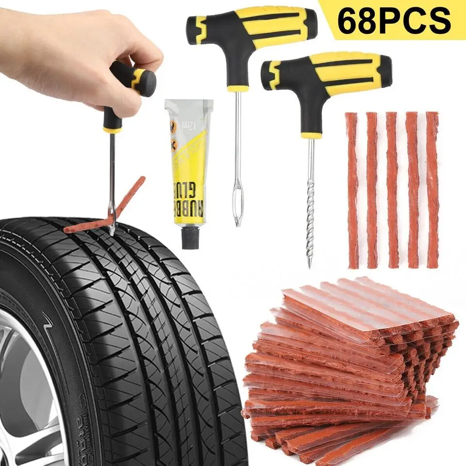 68Pc Tire Repair Kit DIY Flat Tire Repair Car Truck Motorcycle Home Plug Patch