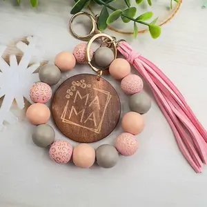 Women's Colorblock Beaded Tassel Decor Keychain Boho Style Wristlet for Women Men Personalized Cute Accessories Birthday Gift Keychain Wristlet Strap