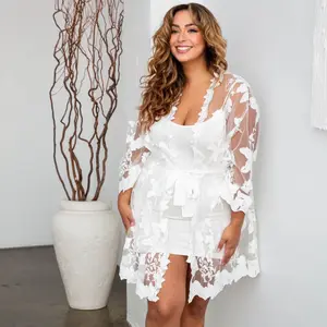 Bridal Lace Robe, Wedding Robe, Robe for Bride, Boudoir Robe, Gift for Bride, White Lace Robe, Getting Ready Robe