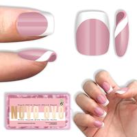 Square Round Short White French Tips Berry Pink