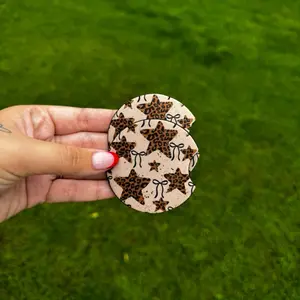 Leopard Bow Car Coaster Set