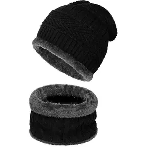 Warm Winter Beanie Hat & Scarf Set Stylish Knit Skull Cap for Men Women
