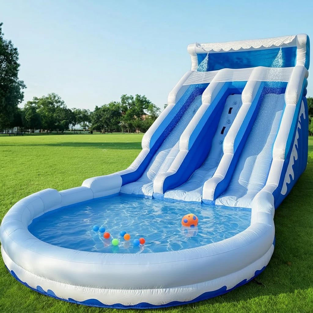 Inflatable Water Slide for Kids&Adults Inflatable Water Slide Outdoor Indoor, Birthday Party Inflatable Grade Water Slide Swimming Pool, Big Waterslide Large Inflatable Water Slide with Splash Pool Backyard Fun