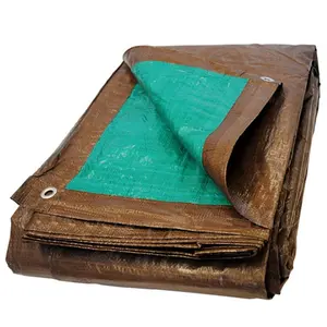 212 MAIN 8x10 ft Brown & Green 2-Sided Weatherproof Standard-Duty Poly Tarp, Portable Outdoor Equipment, Sports & Outdoor Camping Tent Accessory