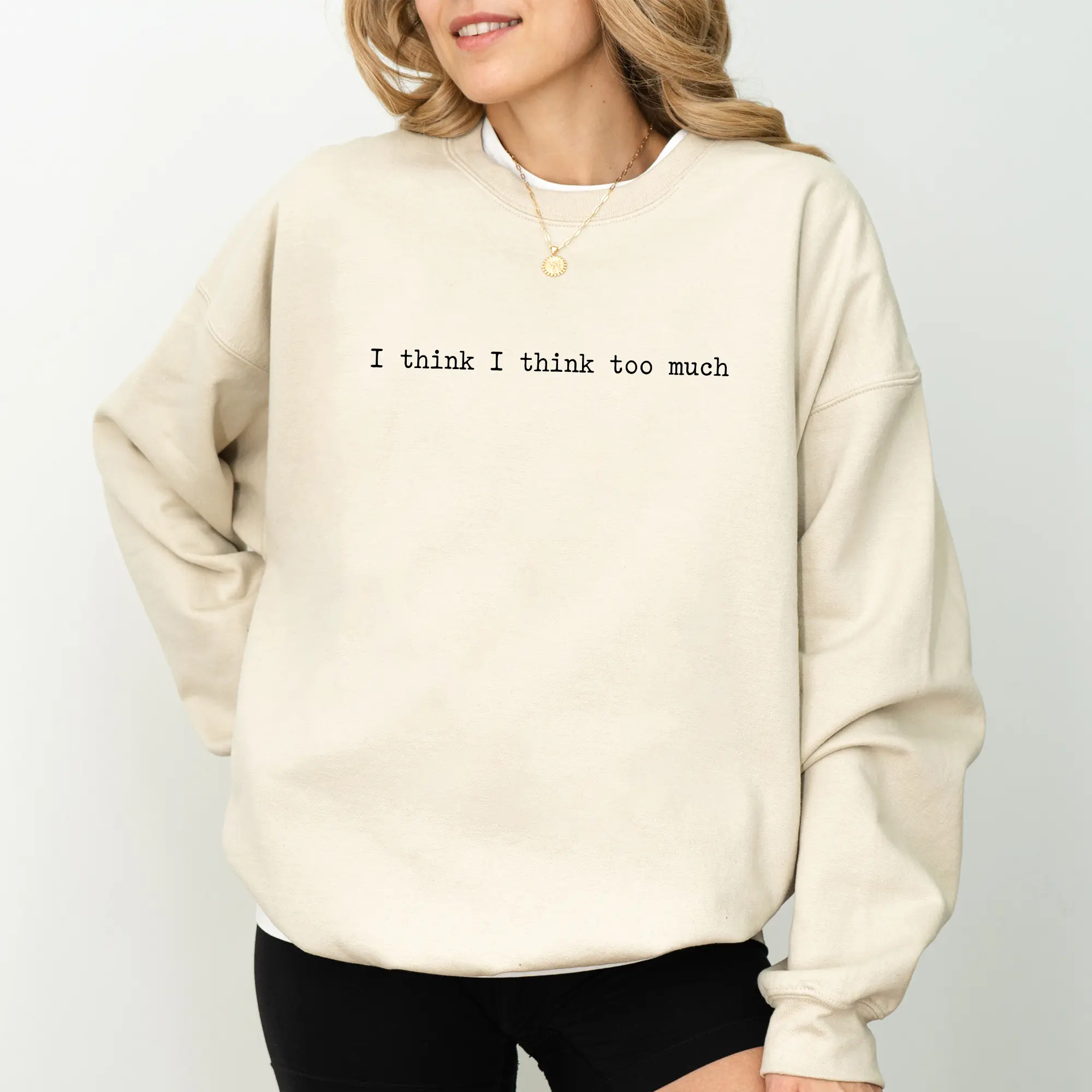 I Think I Think Too Much Sweatshirt, Overthinking Expert Crewneck, Overthinking Long Sleeves Pullover,  Funny Mental Health Women Sweater