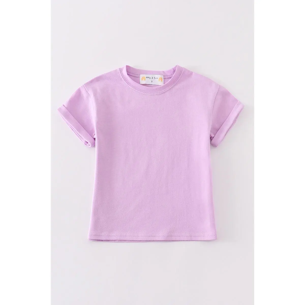 Women's Casual Lilac T-shirt, Comfortable Solid Color Short Sleeve Crew Neck Top Made from 100% Cotton, Shortsleeve, Fabric, Round Neck, Tee, Tshirt, Basic, Playful Look, Simple