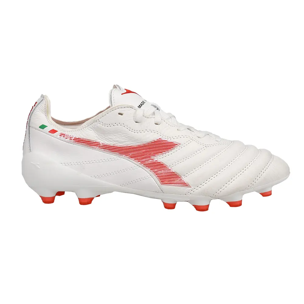 diadora Mens Brasil Elite2 Tech Made In Italy Lpx Firm Ground Football Sneakers Shoes Cleated, Firm Ground - White