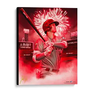 Shohei Ohtani Los Angeles Angels Stretched 16" x 20" Embellished Canvas Giclee Print - Art by Jordan Spector - Fanatics Authentic Certified