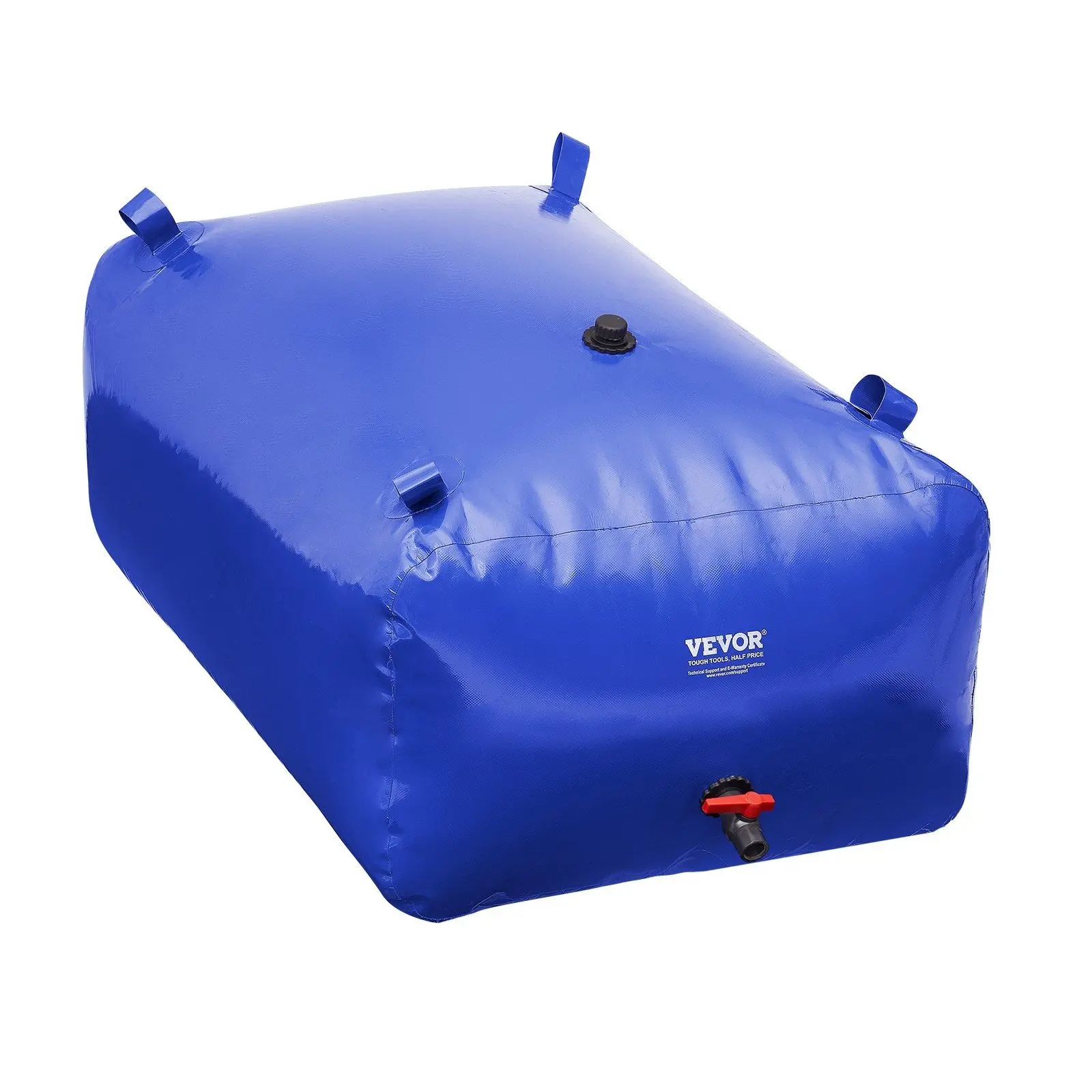 VEVOR 400L/105.7 Gal Collapsible Rainproof Rainwater Storage Bladder, 1000D Blue Wear-Resistant PVC Soft RV Tank, Portable Flame-Retardant Container for Outdoor Activities, Home Backup