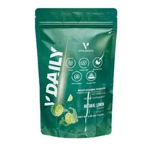 V-Daily Multi-Vitamin Powder Natural Lemon Flavor Fast-Absorbing Boosts Energy Focus Supports Immune System Digestion No Added Sugars