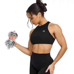 High-neck sports bra, top for gym and yoga, fitness fashion, activewear