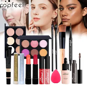 16-Piece Makeup Kit with Eyeshadow, Foundation, Makeup Sponge, Brushes, Lipstick, Brow Pencil & Tinted Brow Gel | All-in-One Cosmetic Collection