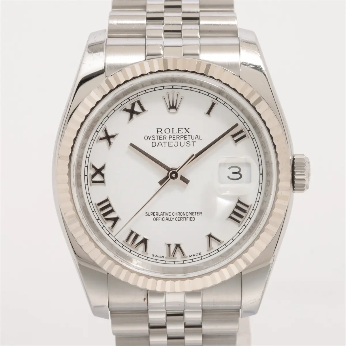 Rolex White Datejust Unisex 36mm 116234
